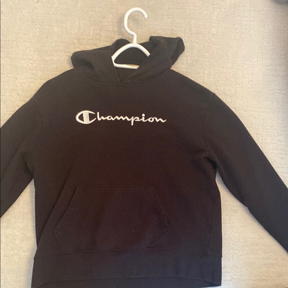 Champion Black Hoodie with Logo